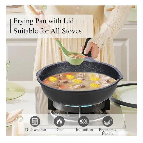 Vinchef Nonstick Deep Frying Saute Pan with Lid (Open Box) - Picture 6 of 6